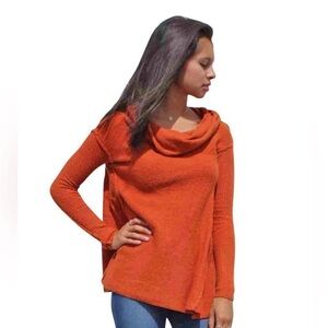 Free People Sz S Orange Cowl Neck Sweater Anthropologie